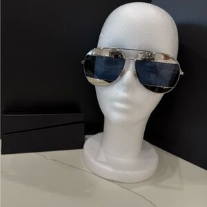 Dior Palladium Tone/ Blue Mirrored 010KU Dior Split1 Aviator Sunglasses